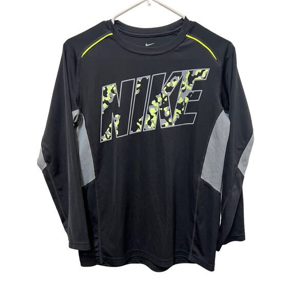 Nike Boys Drifit Black with design Long sleeves Size Large - Picture 1 of 6